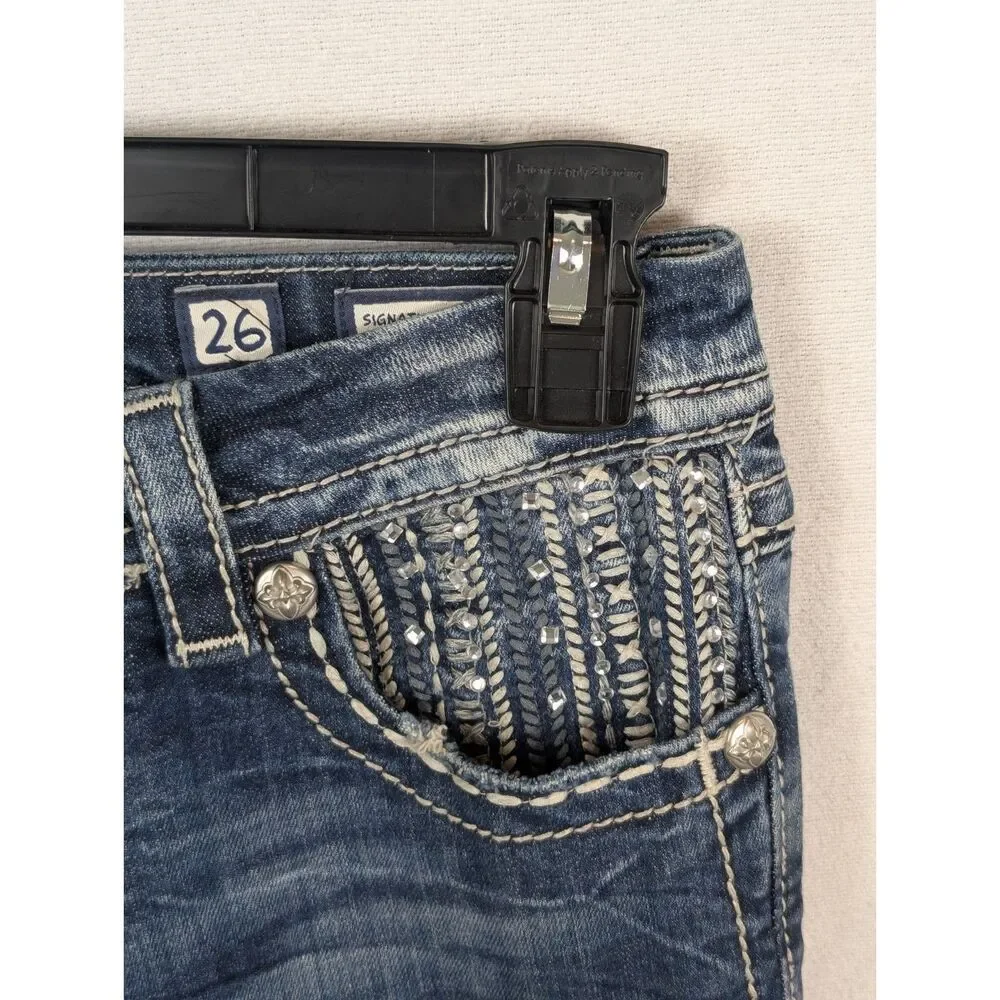 Miss Me Signature Rise Boot Jeans JE8055B4 Women's Size 26 - Picture 7 of 15